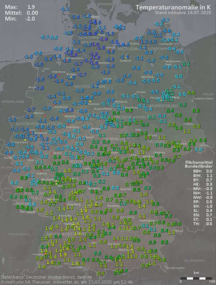 Der Juli mit regionale großen Unterschieden normal temperiert Der Juli mit regionale großen Unterschieden normal temperiert
