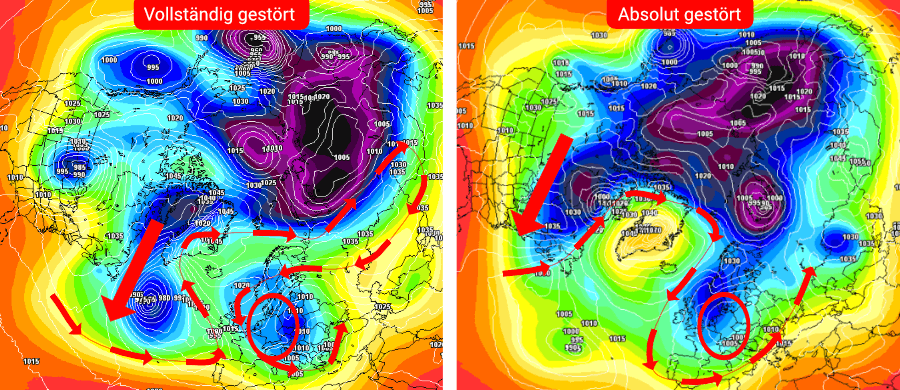 Vollständig und absolut gestörte Zirkulation mit winterlichen Wetterlagen über Deutschland