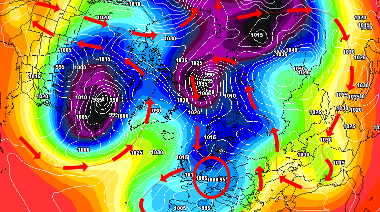 Polarwirbelsplit mit Hochdruckblockade auf dem Atlantik und winterlichen Wetterverhältnissen über Mitteleuropa