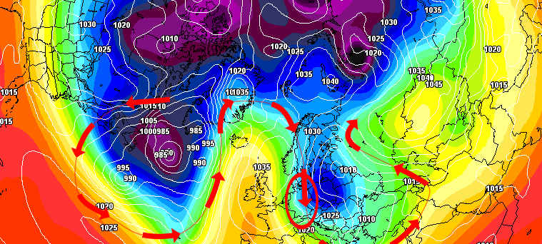 Die Impulsfrequenz kann durch die enorme Tiefdruckdynamik auf dem Atlantik auch höher getaktet sein. Mitteleuropa im Wellental.