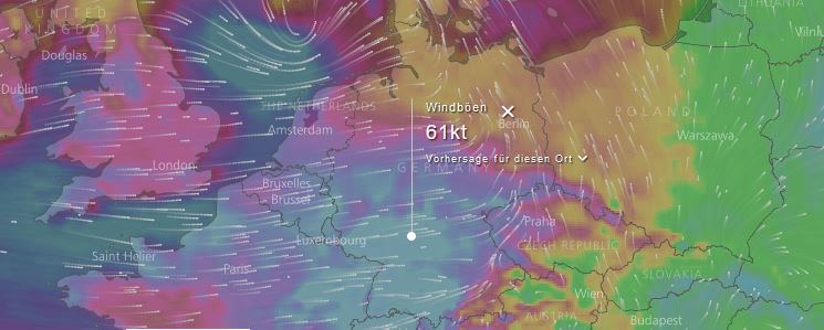 Sturmwetterlage mit Unwetterpotential am 3. Januar