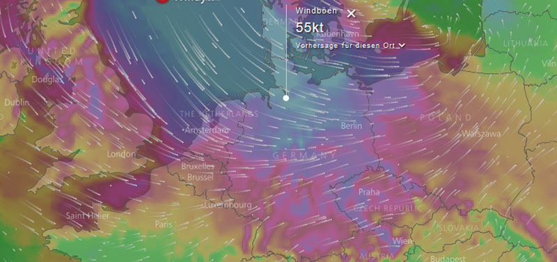 Windprognose 29. Oktober 2017