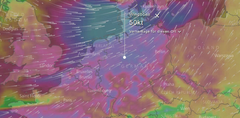 Windprognose für den 13. September 2017
