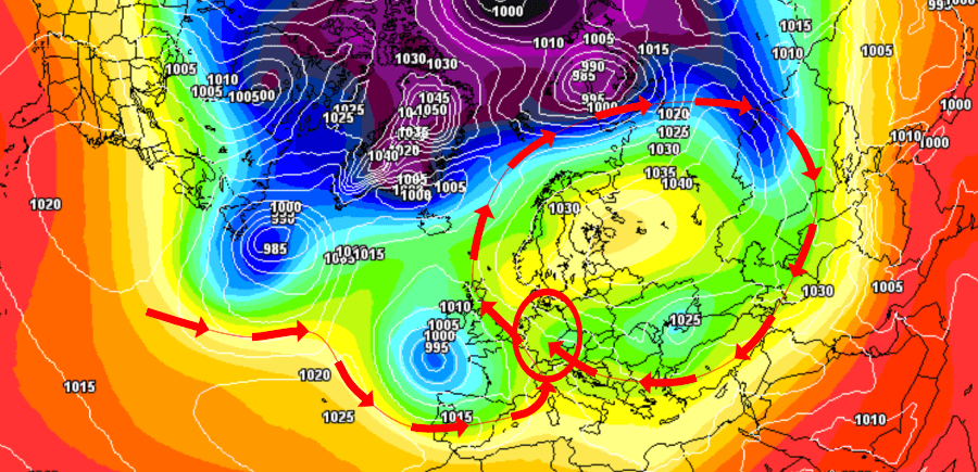 Das meridional verlaufende Strömungsmuster hält sich bis in den April Das meridional verlaufende Strömungsmuster hält sich bis in den April