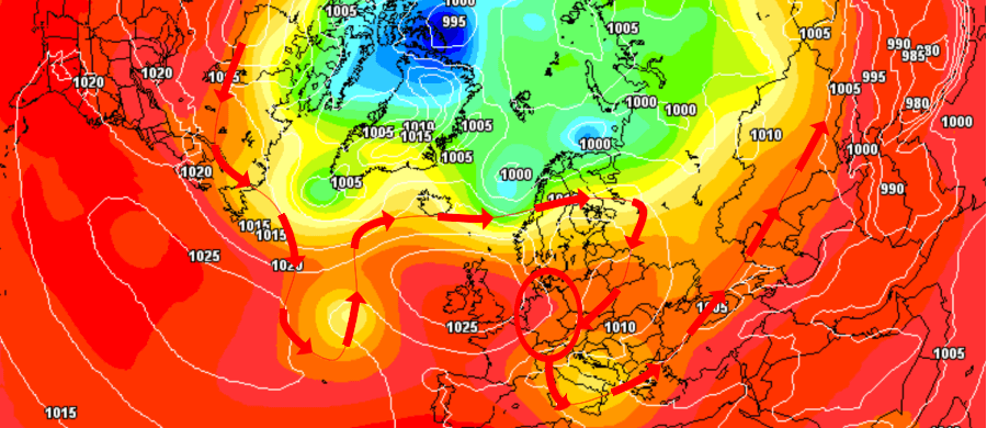 Ein Hoch verlagert sich am Wochenende in Richtung Deutschland und lässt die unwetterartigen Niederschläge abklingen Ein Hoch verlagert sich am Wochenende in Richtung Deutschland und lässt die unwetterartigen Niederschläge abklingen