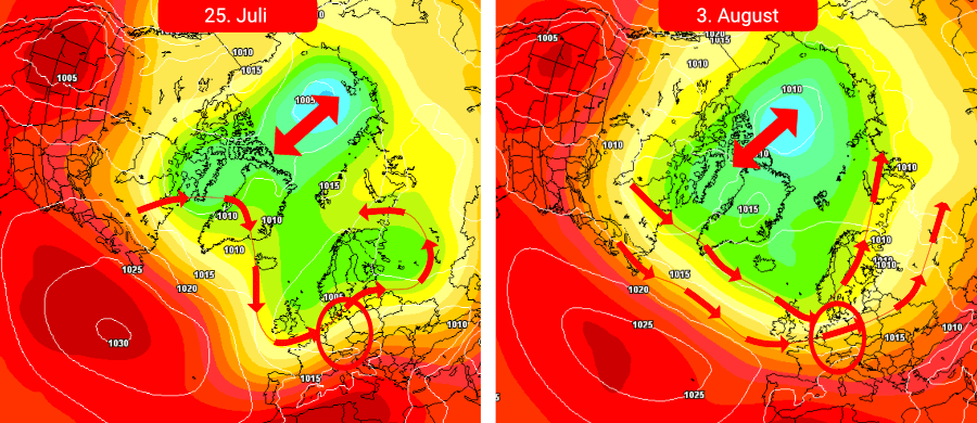 Eine Vielzahl an Wetterentwicklungen ist Anfang August möglich - die Südwestwetterlage aber bleibt ein Favorit Eine Vielzahl an Wetterentwicklungen ist Anfang August möglich - die Südwestwetterlage aber bleibt ein Favorit