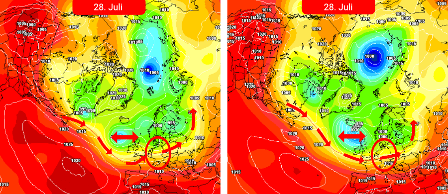Der Sommer macht Pause - der vorläufige Tiefpunkt der Temperaturentwicklung kann am 27. Juli erreicht sein Der Sommer macht Pause - der vorläufige Tiefpunkt der Temperaturentwicklung kann am 27. Juli erreicht sein