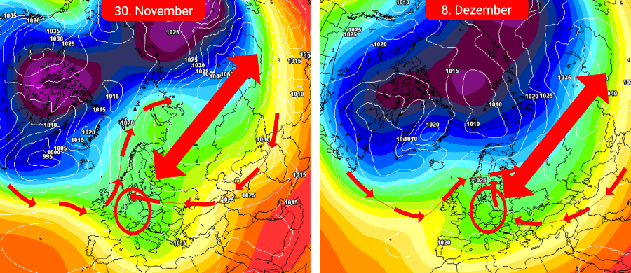 Der Hochdruckblock bleibt in der ersten Dezember-Dekade präsent
