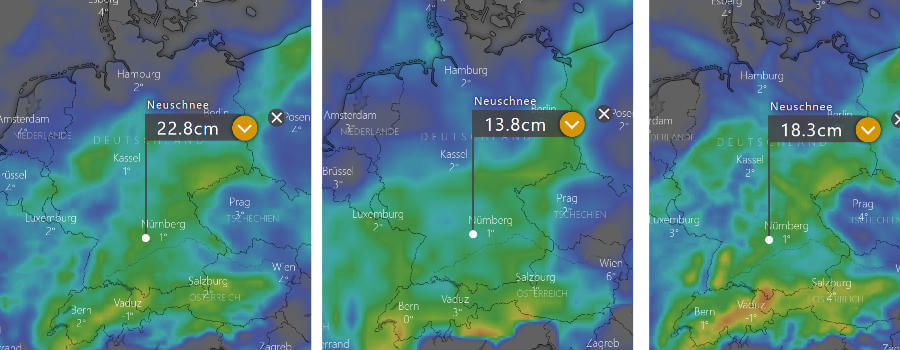 Das Schneepotential der kommenden Wetterentwicklung Das Schneepotential der kommenden Wetterentwicklung