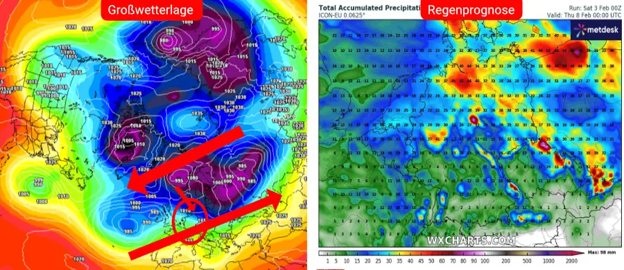 Die Großwetterlage und Niederschlagsprognose des deutschen Vorhersage-Modells Die Großwetterlage und Niederschlagsprognose des deutschen Vorhersage-Modells
