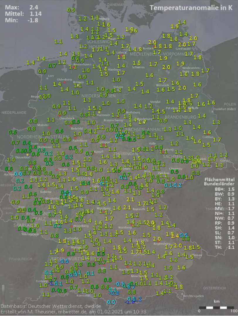 Das Wetter im Januar 2021 war zu warm Das Wetter im Januar 2021 war zu warm