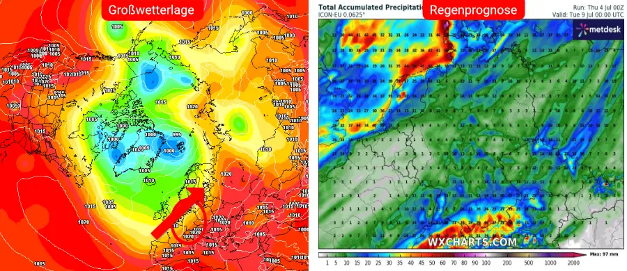 Die Großwetterlage und Niederschlagsprognose nach dem deutschen Vorhersagemodell Die Großwetterlage und Niederschlagsprognose nach dem deutschen Vorhersagemodell