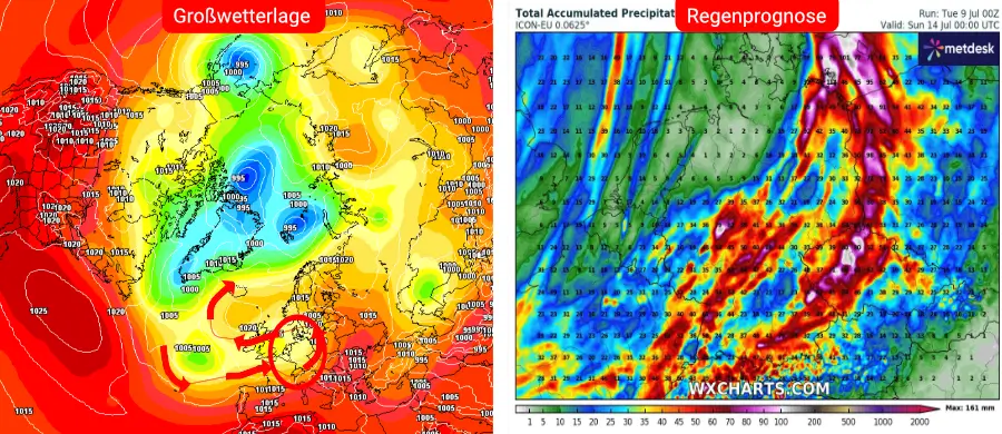 Die Großwetterlage und Niederschlagsprognose nach dem deutschen Vorhersagemodell Die Großwetterlage und Niederschlagsprognose nach dem deutschen Vorhersagemodell