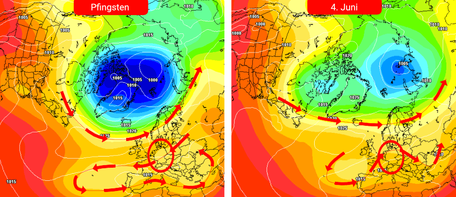 Die Umstellung der Großwetterlage Anfang Juni