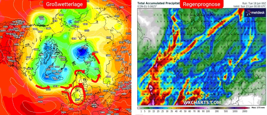 Die Großwetterlage und Niederschlagsprognose des deutschen Vorhersage-Modells Die Großwetterlage und Niederschlagsprognose des deutschen Vorhersage-Modells