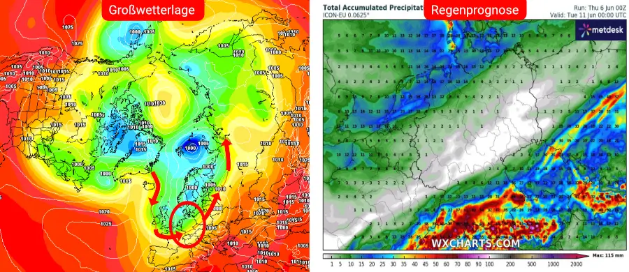 Die Großwetterlage und Niederschlagsprognose des deutschen Vorhersage-Modells Die Großwetterlage und Niederschlagsprognose des deutschen Vorhersage-Modells