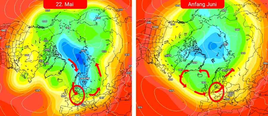 Die absolut gestörte Zirkulation mit einer zu Schauer und Gewittern neigenden Südwestwetterlage Die absolut gestörte Zirkulation mit einer zu Schauer und Gewittern neigenden Südwestwetterlage