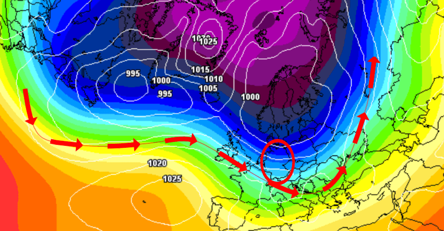 Die nasskalte Nordwestwetterlage wird von den Kontrollläufen favorisiert Die nasskalte Nordwestwetterlage wird von den Kontrollläufen favorisiert