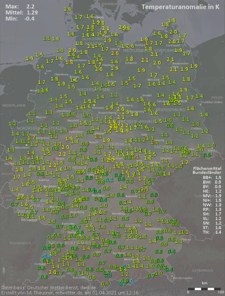 Das Wetter im März 2021 war zu warm Das Wetter im März 2021 war zu warm