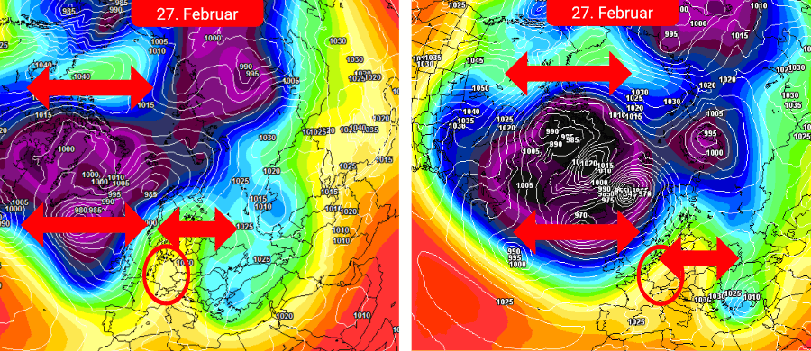 Nach dem Sturm zentralisiert sich der Polarwirbel und über Europa keilt ein Hoch nach Norden auf Nach dem Sturm zentralisiert sich der Polarwirbel und über Europa keilt ein Hoch nach Norden auf