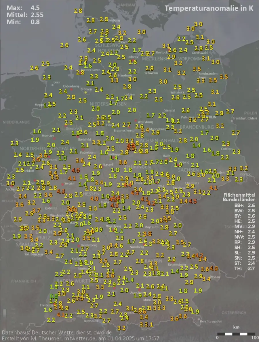 Deutlich zu warmes Wetter im März 2025 Deutlich zu warmes Wetter im März 2025