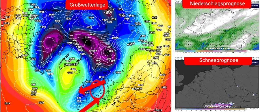 Polarluft wird knapp an Deutschland vorbeigeführt und sorgt für eine Luftmassengrenze Polarluft wird knapp an Deutschland vorbeigeführt und sorgt für eine Luftmassengrenze