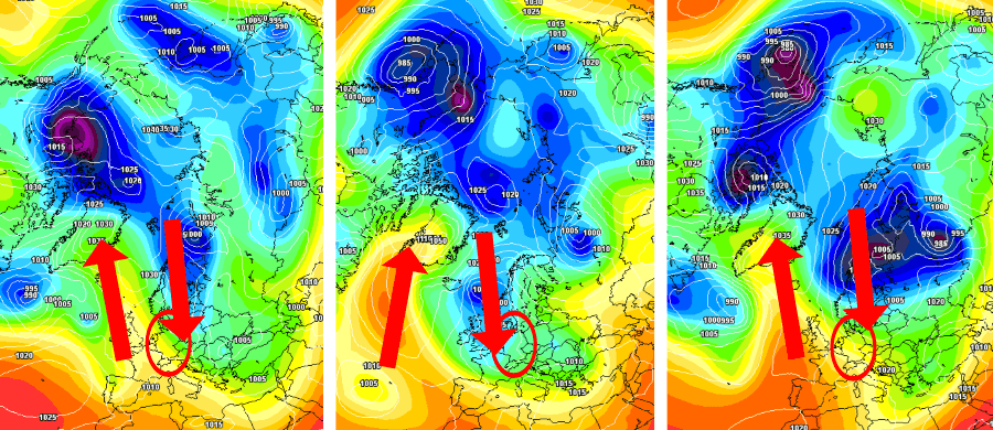 Liegt das Hoch westlich von Europa, hat der Frühling auch im Mai einen schweren Stand