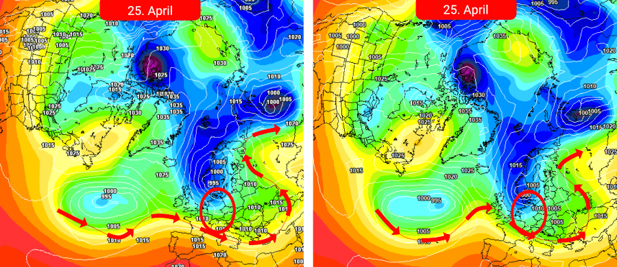 Nach einem frühlingshaft warmen Wochenende folgt in der nächsten Woche aus nördlichen Richtungen ein Temperatursturz Nach einem frühlingshaft warmen Wochenende folgt in der nächsten Woche aus nördlichen Richtungen ein Temperatursturz