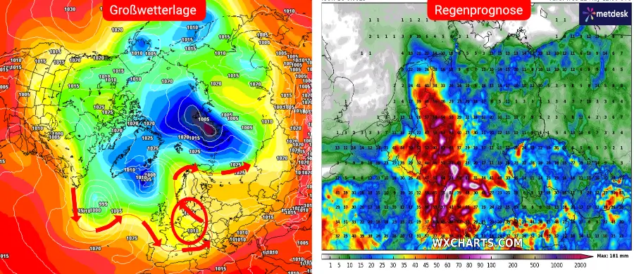 Die Großwetterlage und Niederschlagsprognose des deutschen Vorhersage-Modells Die Großwetterlage und Niederschlagsprognose des deutschen Vorhersage-Modells