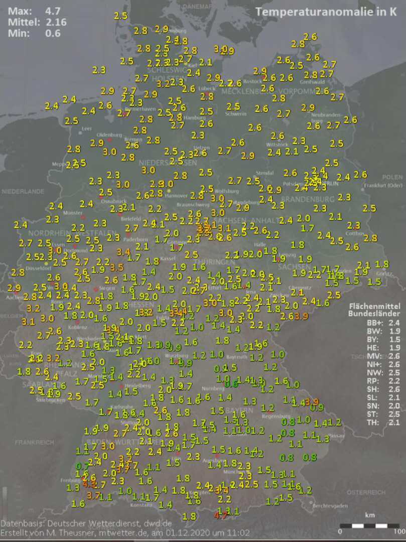 Das Wetter im November 2020 war zu warm Das Wetter im November 2020 war zu warm