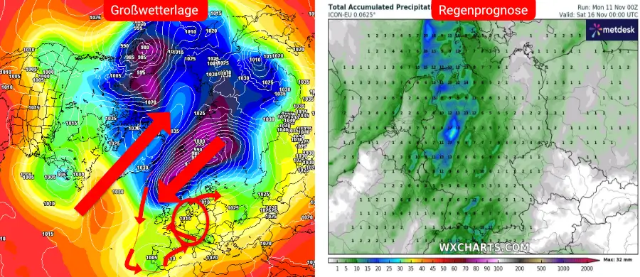 Das Wetter im November bleibt vorerst ruhig. Für eine spannende Wetterentwicklung wird jedoch der Trog auf dem Atlantik sorgen, welcher sich zum Ende der Woche ausbilden wird Das Wetter im November bleibt vorerst ruhig. Für eine spannende Wetterentwicklung wird jedoch der Trog auf dem Atlantik sorgen, welcher sich zum Ende der Woche ausbilden wird