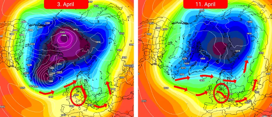 Ein zunehmend hochdruckdominierter Wettertrend in der Zeit vor Ostern Ein zunehmend hochdruckdominierter Wettertrend in der Zeit vor Ostern