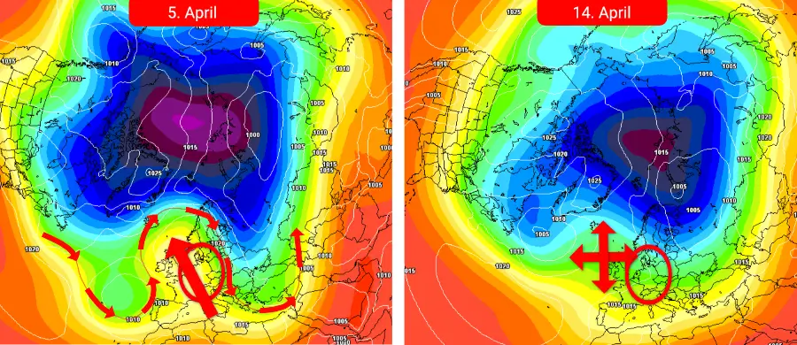 Ein zunehmend hochdruckdominierter Wettertrend in der Zeit vor Ostern Ein zunehmend hochdruckdominierter Wettertrend in der Zeit vor Ostern