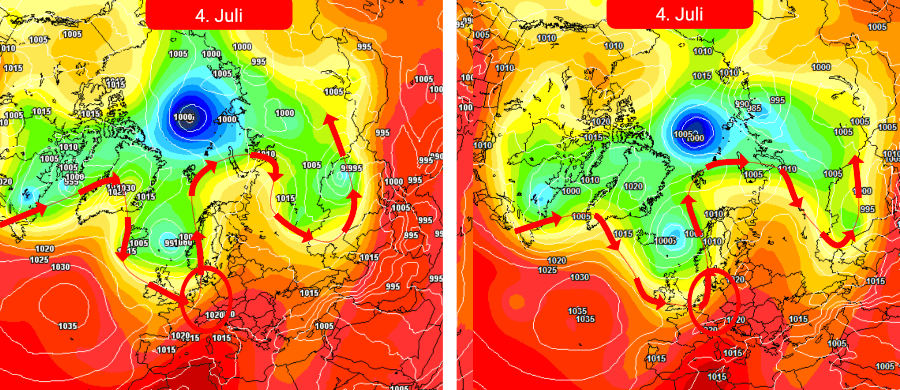 Die Wetterprognose der Europäer und der Amerikaner - schwül-warmes Wetter mit zeitweiligen Schauern und Gewittern, die zum Wochenende nachlassen Die Wetterprognose der Europäer und der Amerikaner - schwül-warmes Wetter mit zeitweiligen Schauern und Gewittern, die zum Wochenende nachlassen