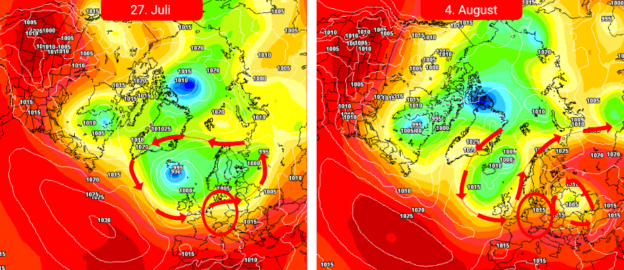Ein Höhentief sorgt im Verbund mit einem Hochdruckrücken für eine über Deutschland hochsommerliche Wetterlage Ein Höhentief sorgt im Verbund mit einem Hochdruckrücken für eine über Deutschland hochsommerliche Wetterlage