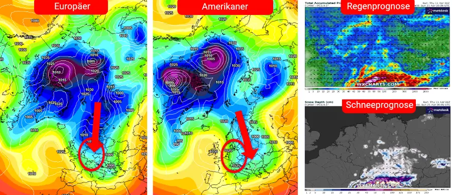 Ein stark meridional verlaufendes Strömungsmuster Ein stark meridional verlaufendes Strömungsmuster