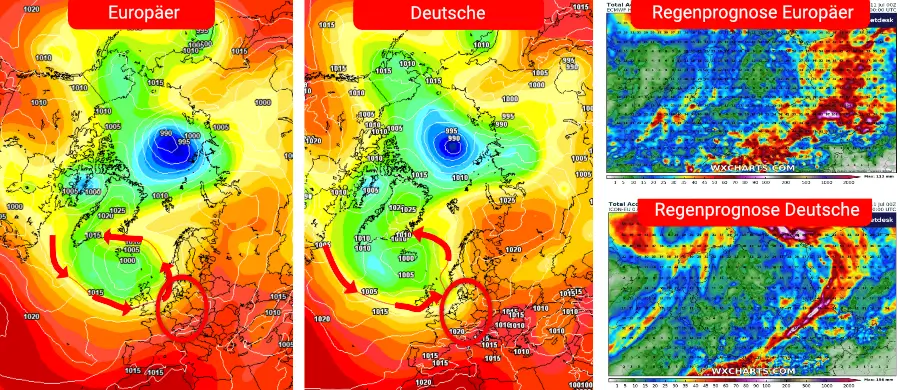 Eine Unwetterfront überquert Deutschland zum Ende der Woche und sorgt mancherorts für unwetterartige Regensummen Eine Unwetterfront überquert Deutschland zum Ende der Woche und sorgt mancherorts für unwetterartige Regensummen