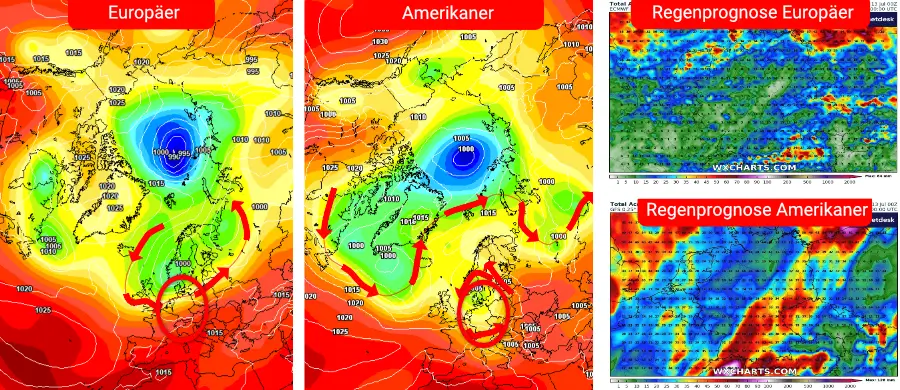 Keine stabile Wetterentwicklung - ein Störimpuls droht sich über Skandinavien einzudrehen und nach Süden auszutrogen Keine stabile Wetterentwicklung - ein Störimpuls droht sich über Skandinavien einzudrehen und nach Süden auszutrogen