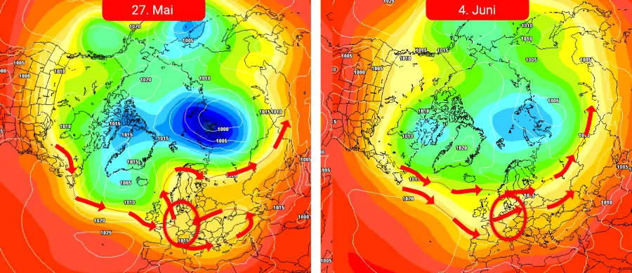 Die Südwestwetterlage mit eingelagerten Störungen ist und bleibt ein Favorit, auch der im Juni eine Stabilisierung der Großwetterlage erfolgen könnte Die Südwestwetterlage mit eingelagerten Störungen ist und bleibt ein Favorit, auch der im Juni eine Stabilisierung der Großwetterlage erfolgen könnte