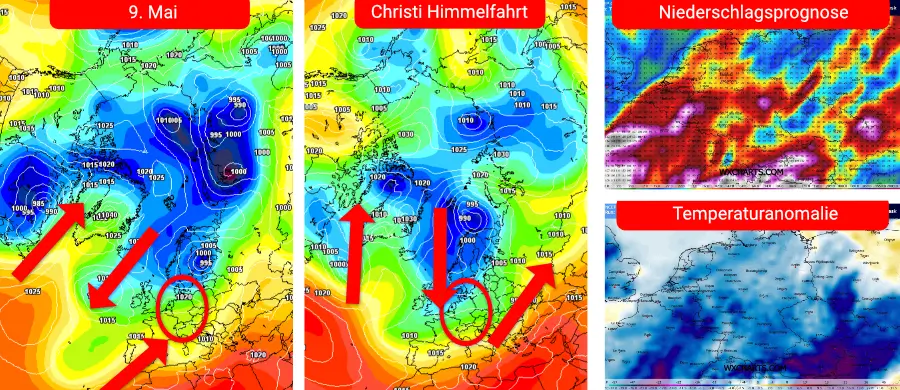 Die Eisheiligen bis Christi Himmelfahrt mit Regen und zurückgehenden Temperaturen Die Eisheiligen bis Christi Himmelfahrt mit Regen und zurückgehenden Temperaturen