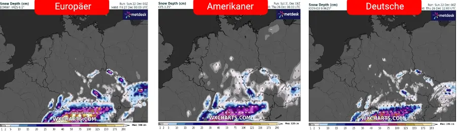 Überall dort, wo sich zwischen dem 23. und 24. Dezember eine nennenswerte Schneedecke ausbildet, kann der Schnee die Feiertage überdauern Überall dort, wo sich zwischen dem 23. und 24. Dezember eine nennenswerte Schneedecke ausbildet, kann der Schnee die Feiertage überdauern
