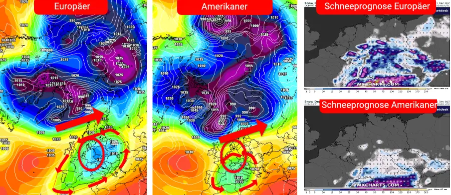 Ein Trog wird abgeschnürt und agiert bis zum 12. Dezember als Kaltlufttropfen - über Deutschland sorgt das in der Vorweihnachtszeit ab den mittleren Lagen für Winterwetter mit teils nennenswerten Neuschneemengen Ein Trog wird abgeschnürt und agiert bis zum 12. Dezember als Kaltlufttropfen - über Deutschland sorgt das in der Vorweihnachtszeit ab den mittleren Lagen für Winterwetter mit teils nennenswerten Neuschneemengen
