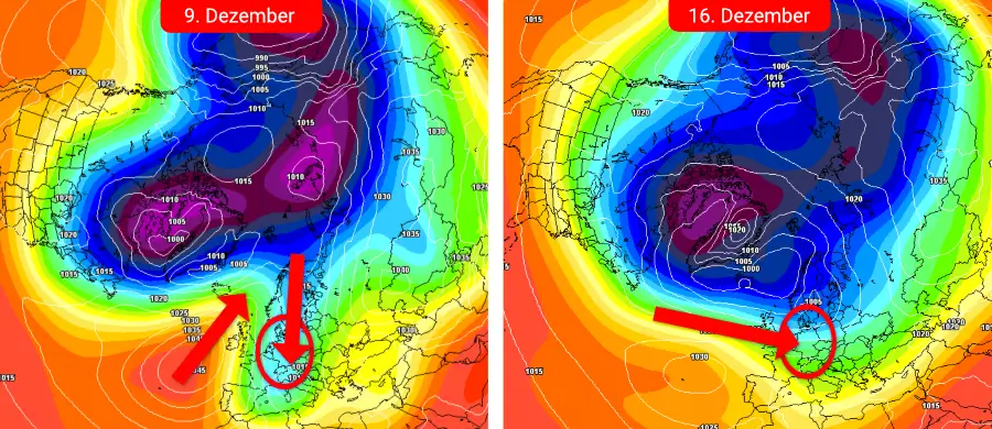 Eine winterliche Episode mit nachfolgender Nordwestwetterlage wird zunehmend wahrscheinlicher Eine winterliche Episode mit nachfolgender Nordwestwetterlage wird zunehmend wahrscheinlicher