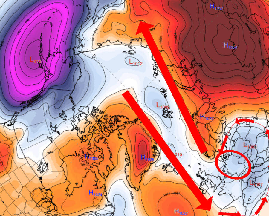 Interessante Konstellation des Polarwirbels Interessante Konstellation des Polarwirbels