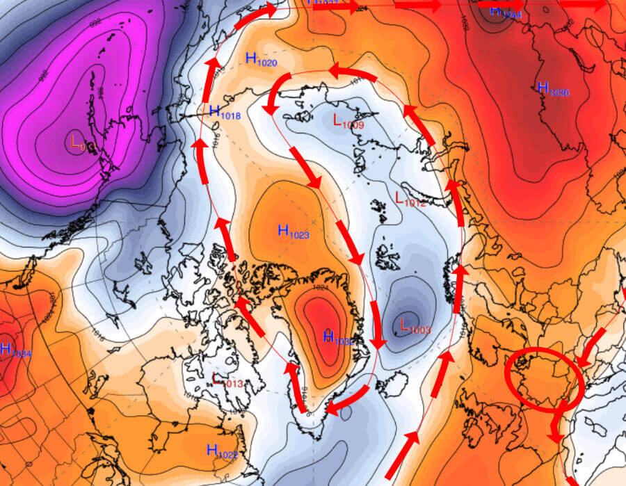 Interessante Konstellation des Polarwirbels Interessante Konstellation des Polarwirbels