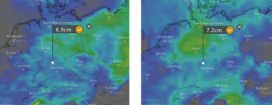 Weiterhin große Differenzen in der Schneeprognose Weiterhin große Differenzen in der Schneeprognose