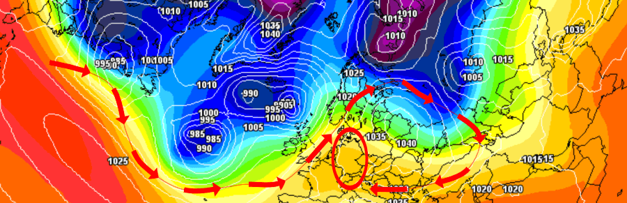 Läuft die atlantische Frontalzone auf das Hoch auf, wird es richtig mild Läuft die atlantische Frontalzone auf das Hoch auf, wird es richtig mild