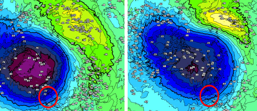 Ein wenig wetterwirksames Minor-Warming in Stratosphärenhöhe Ein wenig wetterwirksames Minor-Warming in Stratosphärenhöhe