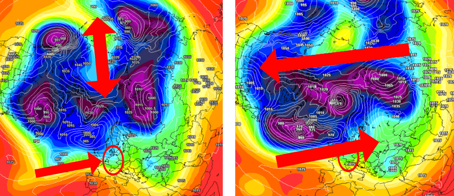 Eine Hochdruckzone zwischen Sibirien und Kanada befeuert die Westwetterlage Eine Hochdruckzone zwischen Sibirien und Kanada befeuert die Westwetterlage