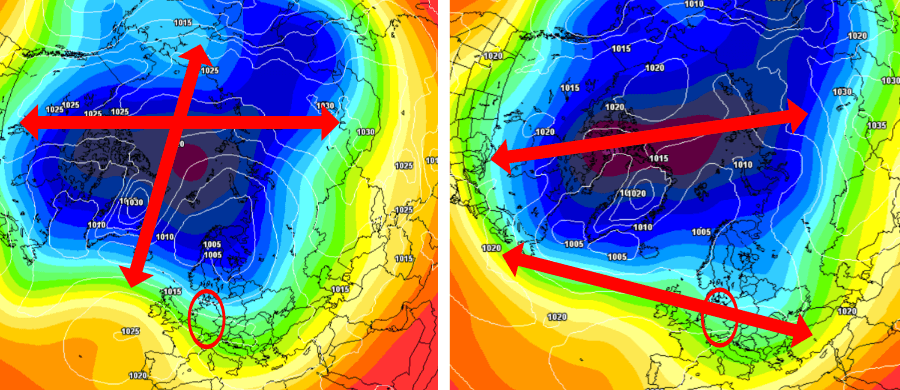 Eine nasskalte Nordwestwetterlage ist sehr wahrscheinlich - achten sollte man auf die Hochdruckzone und deren Achsverlauf innerhalb des Polarwirbels Eine nasskalte Nordwestwetterlage ist sehr wahrscheinlich - achten sollte man auf die Hochdruckzone und deren Achsverlauf innerhalb des Polarwirbels